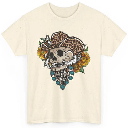 Sunflower Leopard Cowboy Skull Gemstone Western Country Gift Classic Unisex T-Shirt