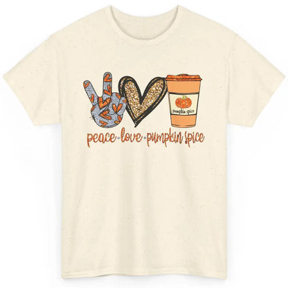 Peace Love Fall Pumpkin Spice Fall Halloween Thanksgiving Classic Unisex T-Shirt