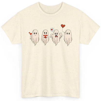 Cute Ghost Valentines Red Heart Spooky Valentine's Day Classic Unisex T-Shirt