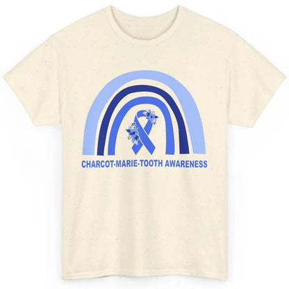 Charcot-marie-tooth Disease Awareness Floral Blue Rainbow Classic Unisex T-Shirt