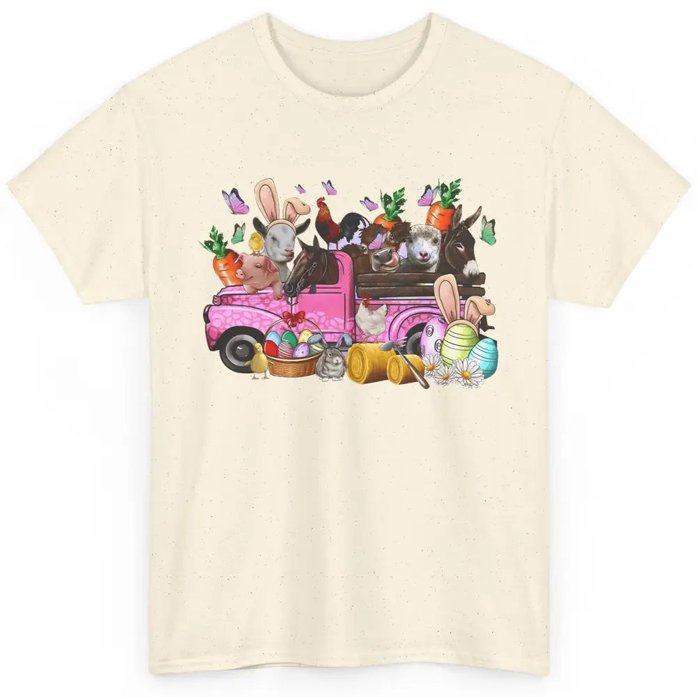 Easter Farm Truck With Easter Eggs Basket Animal Bunny Ears Classic Unisex T-Shirt