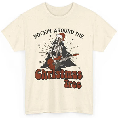 Skeleton Guitar Rocking Around Christmas Tree Western Xmas Classic Unisex T-Shirt