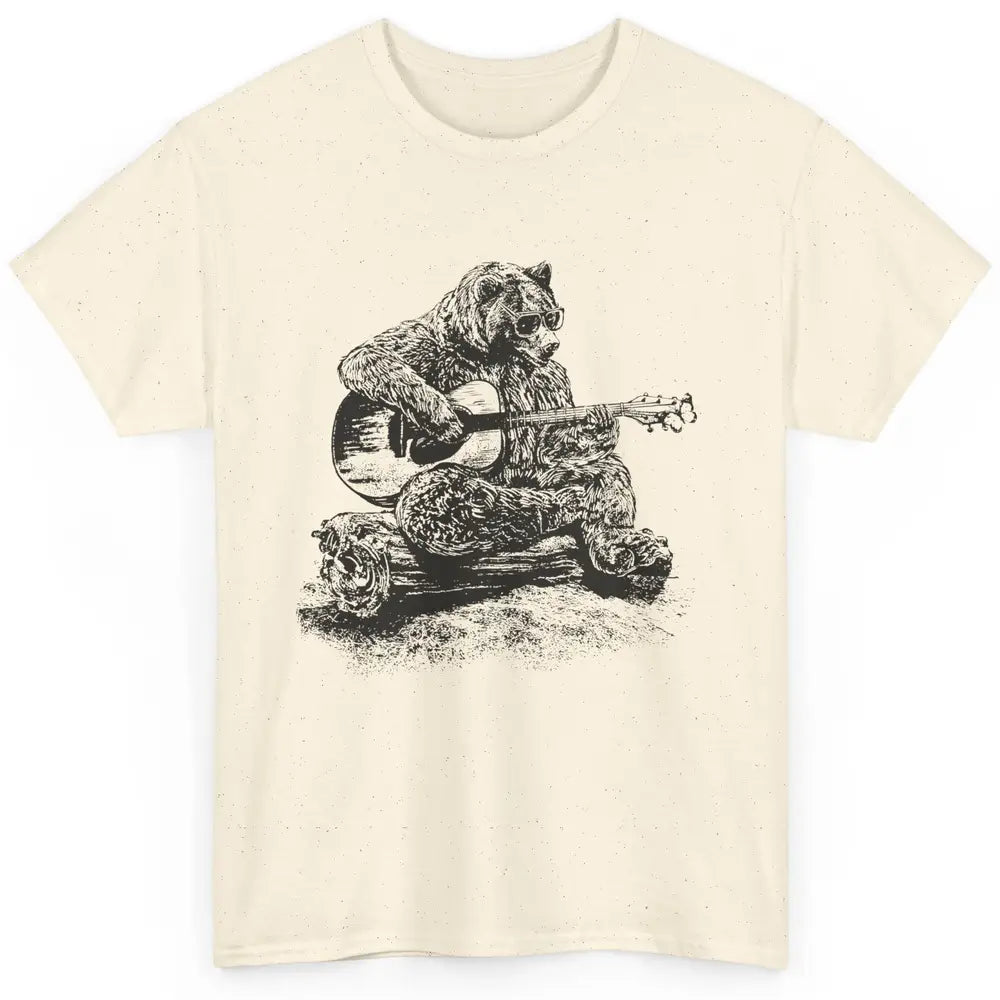 Funny Bear Playing Guitar Bear Guitarist Musician Bassist Classic Unisex T-Shirt