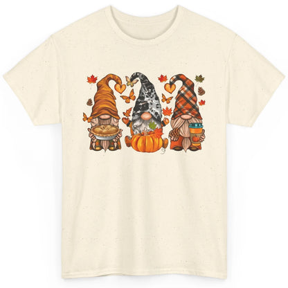 Retro Fall Gnomies Pumpkin Falling Leaves Thanksgiving Gnome Classic Unisex T-Shirt