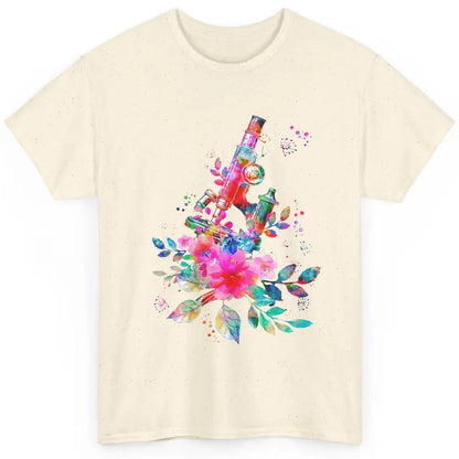 Floral Microscope Medical Laboratory Tools Microbiologist Classic Unisex T-Shirt