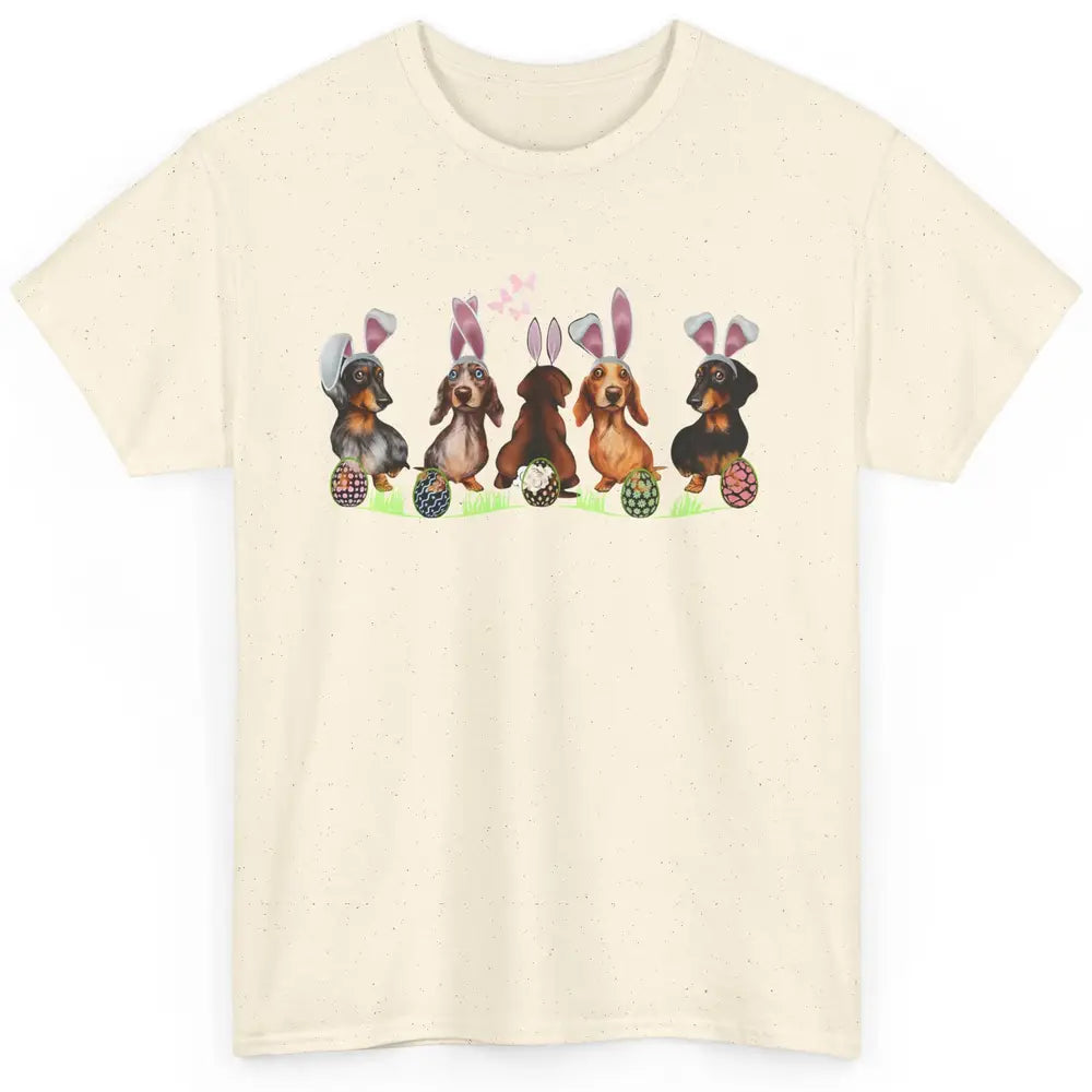 Easter Dachshund With Bunny Ears Cute Dachshund Easter Eggs Classic Unisex T-Shirt