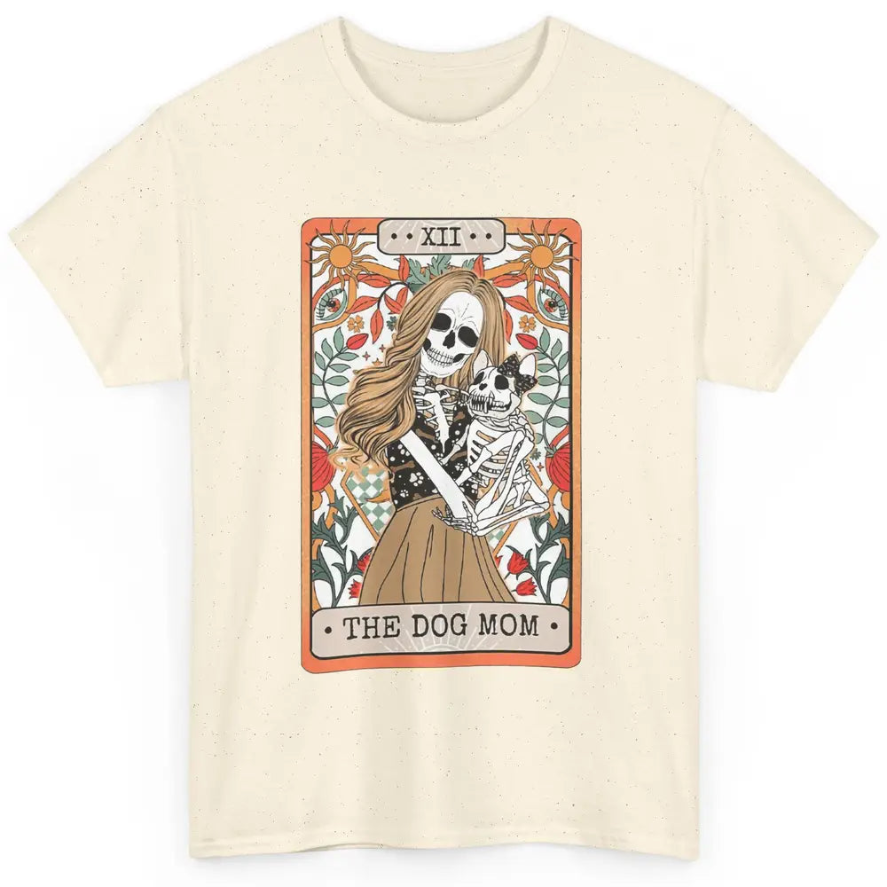 Retro Skeleton Tarot Card The Dog Mom Halloween Dog Lovers Classic Unisex T-Shirt