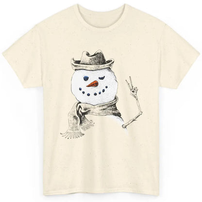 Snowman Peace Sign Christmas Snow Frosty Winter Xmas Gift Classic Unisex T-Shirt