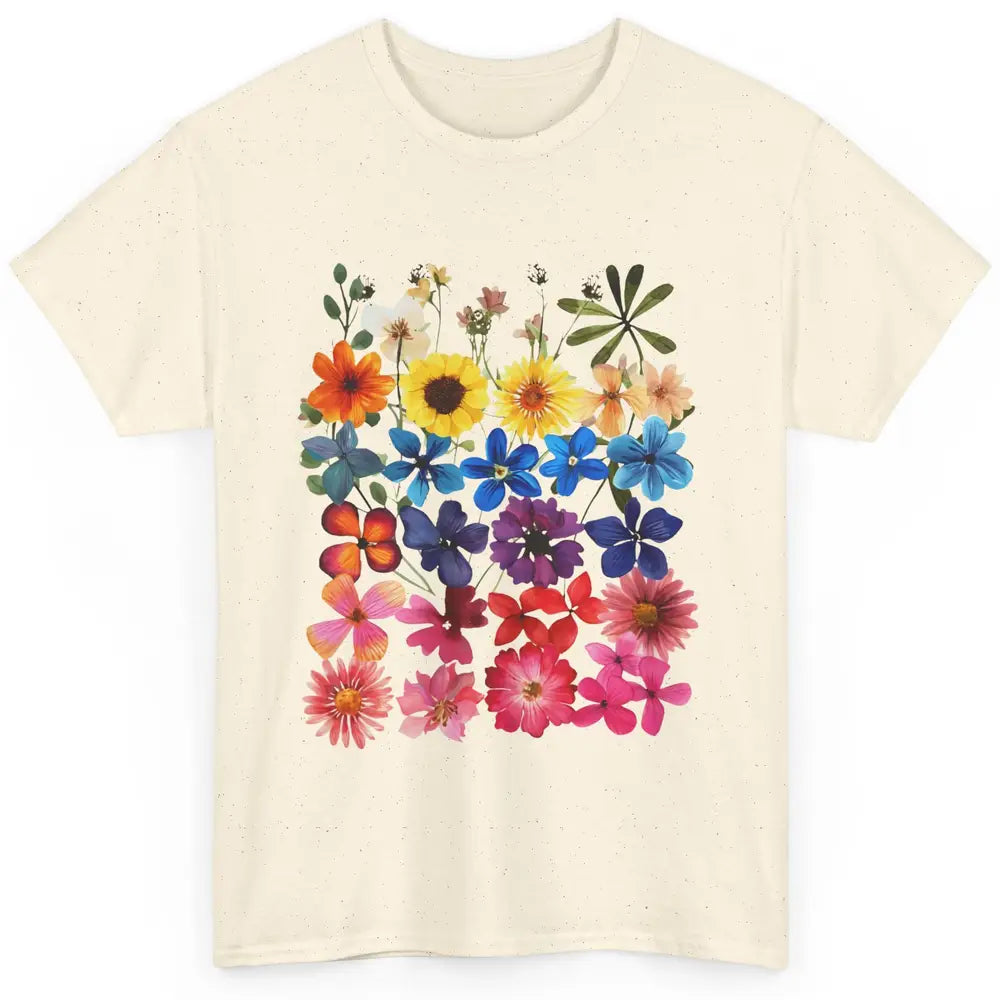 Vintage Pressed Flowers Plant Botanical Garden Wildflower Classic Unisex T-Shirt