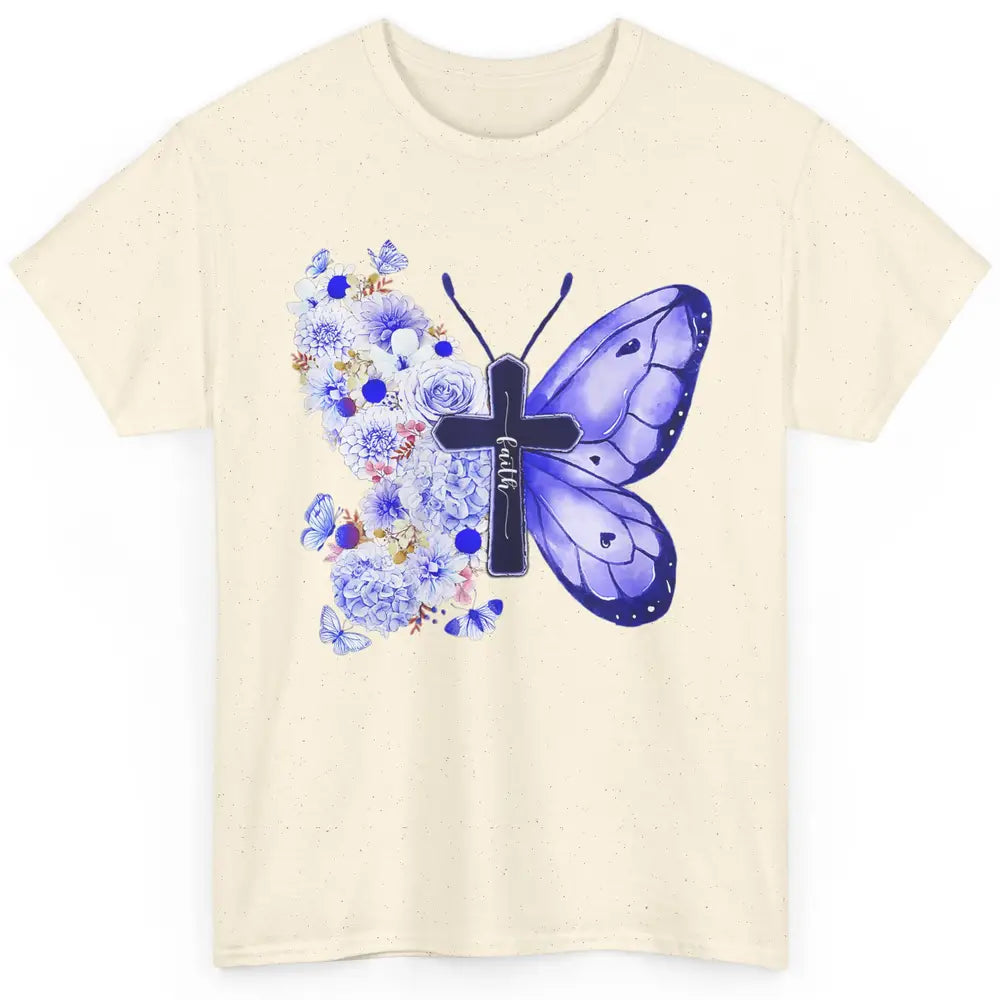 Butterfly Cross Faith Floral God Jesus Christian Bible Women Classic Unisex T-Shirt