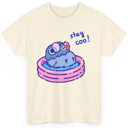 Cute Stay Coo Pigeon Swimming Pink Pool Bird Lover Kawaii Classic Unisex T-Shirt