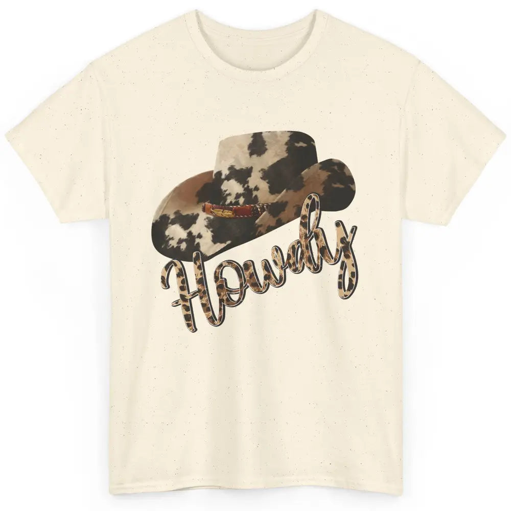 Vintage Leopard Cowboy Hat Howdy Western Country Cowgirls Classic Unisex T-Shirt