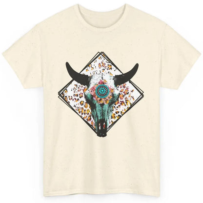 Aztec Heifer Steer Cow Skull Cowboy Gemstone Leopard Vintage Classic Unisex T-Shirt