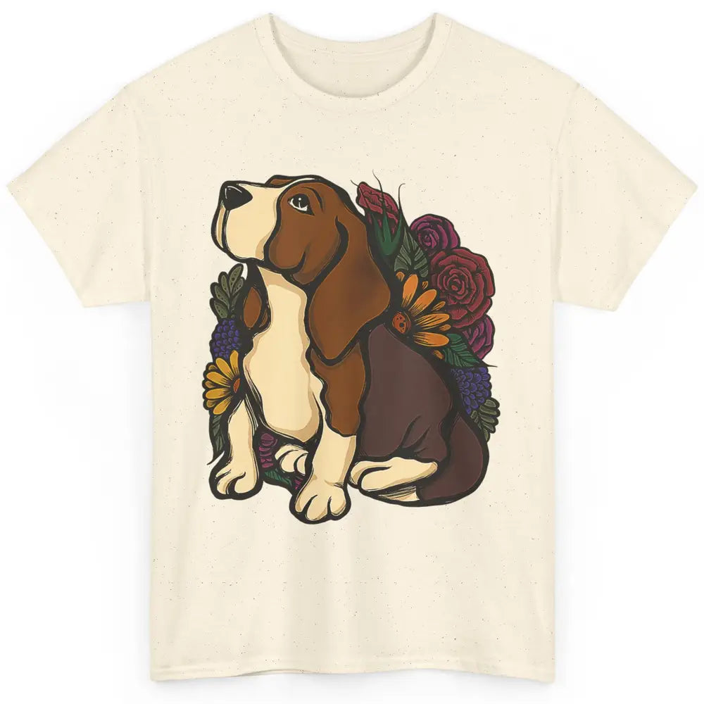 Cute Beagle Dog Floral Dog Mom Life Watercolor Wildflowers Classic Unisex T-Shirt