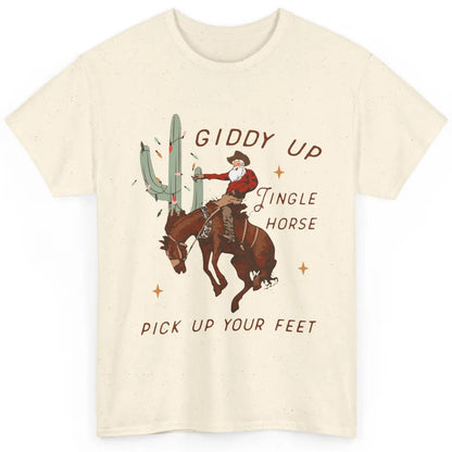 Cowboy Santa Giddy Up Jingle Horse Pick Up Western Christmas Classic Unisex T-Shirt