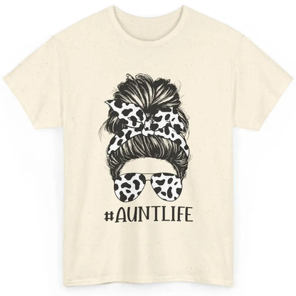 Aunt Life Messy Bun Glasses Cowhide Western Auntie Life Classic Unisex T-Shirt