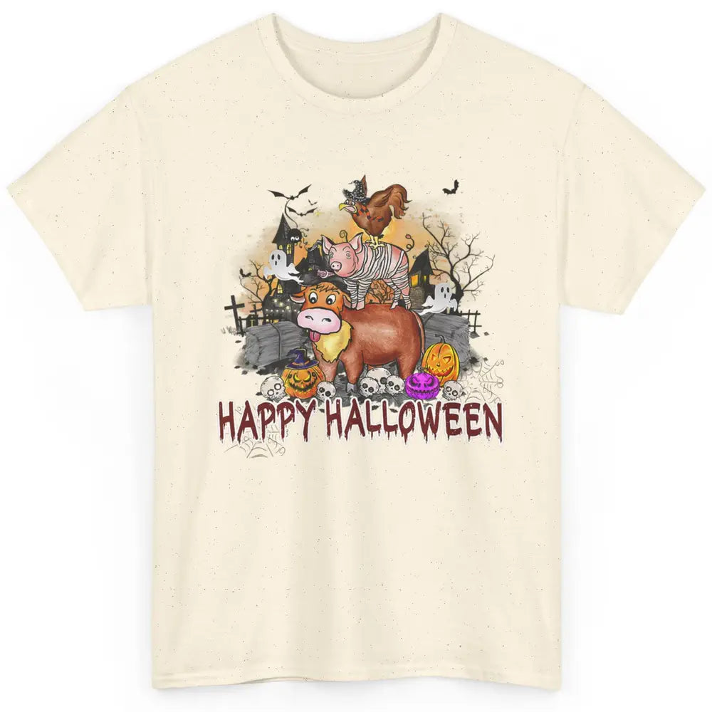 Farm Animal Haunted House Farming Halloween Spooky Season Classic Unisex T-Shirt