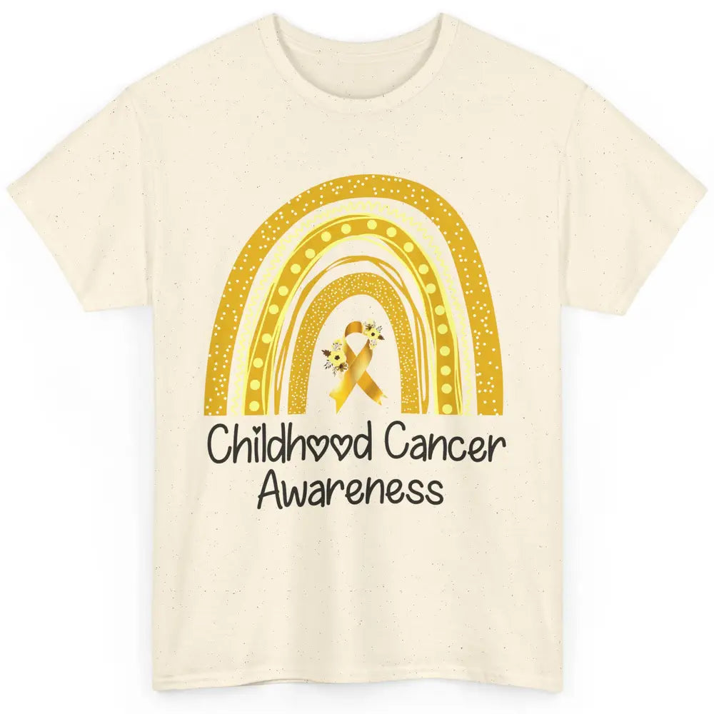 Childhood Cancer Awareness Support Rainbow Gold Ribbon Gift Classic Unisex T-Shirt