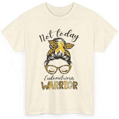 Endometriosis Awareness Leopard Messy Bun Not Today Warrior Classic Unisex T-Shirt