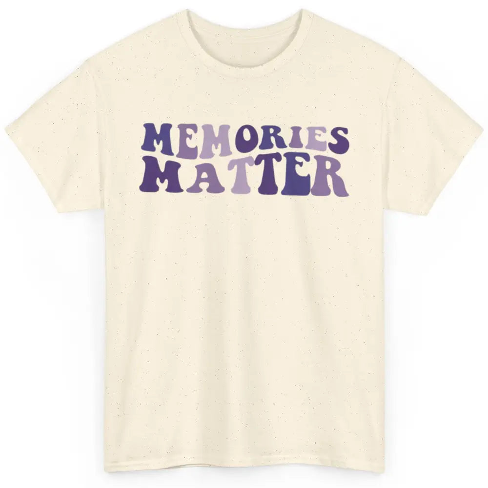 Alzheimer Awareness Groovy Memories Matter Purple Warrior Classic Unisex T-Shirt