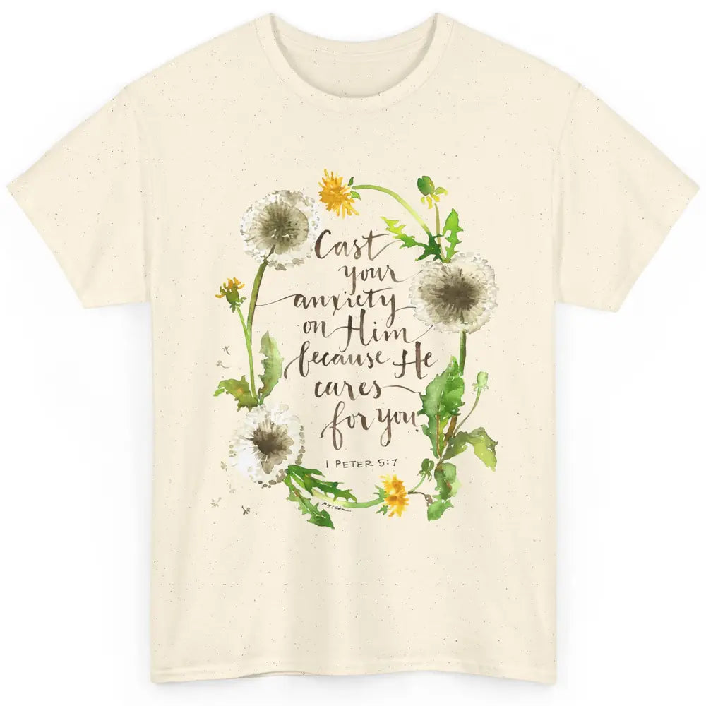 Floral Christian Faith Cast Your Anxiety On Him Bible Verse Classic Unisex T-Shirt