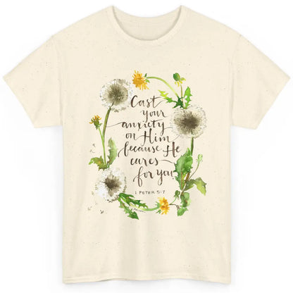 Floral Christian Faith Cast Your Anxiety On Him Bible Verse Classic Unisex T-Shirt