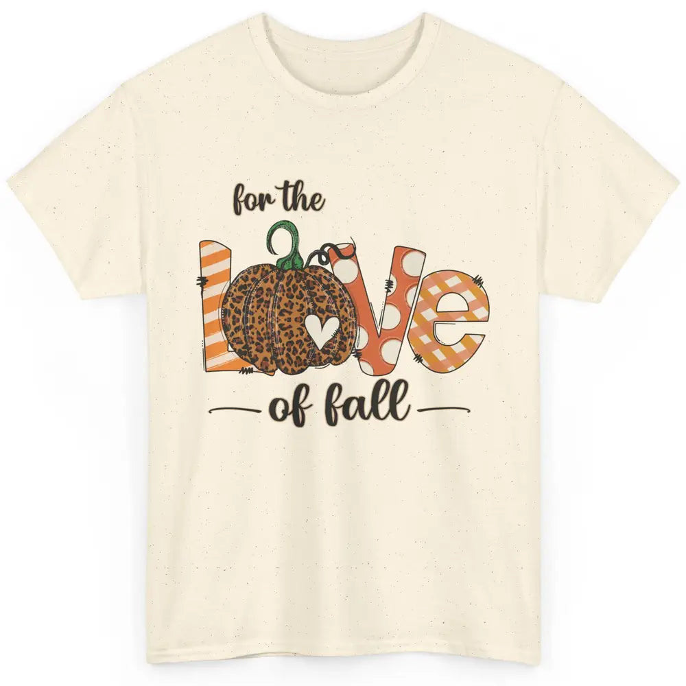 Retro Love Fall Y'All Leopard Pumpkin Heart Halloween Fall Classic Unisex T-Shirt