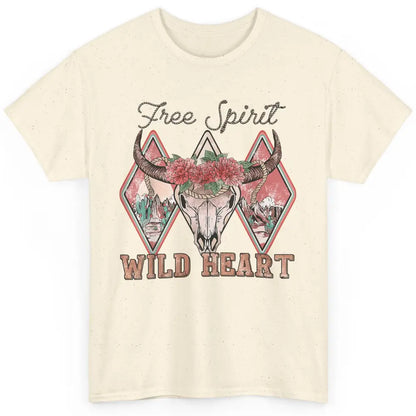 Bull Skull Free Spirit Wild Heart Valentine Western Rodeo Classic Unisex T-Shirt