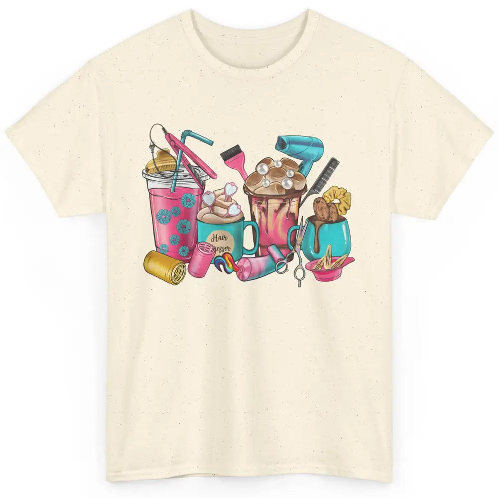 Cute Hairdresser Coffee Cups Hairstylist Life Scissors Boho Classic Unisex T-Shirt