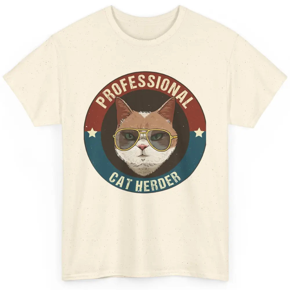 Vintage Cat Glasses Professional Cat Herder Cat Mom Cat Dad Classic Unisex T-Shirt