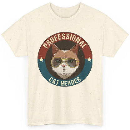 Vintage Cat Glasses Professional Cat Herder Cat Mom Cat Dad Classic Unisex T-Shirt