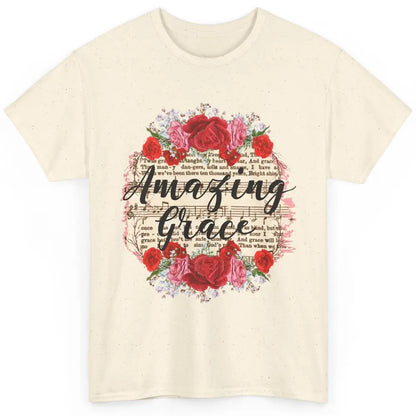 Floral Amazing Grace Jesus Lovers Christian Religious Gift Classic Unisex T-Shirt