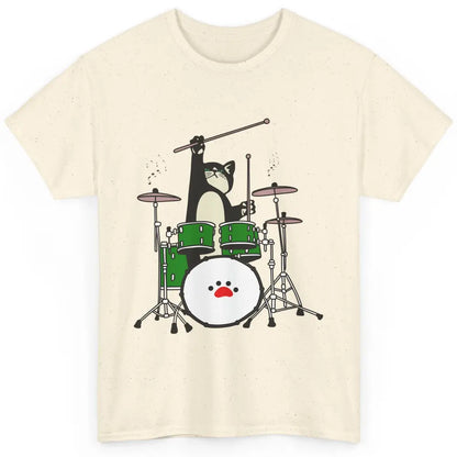 Funny Black Cat Playing Drum Drummer Kitten Musician Song Classic Unisex T-Shirt