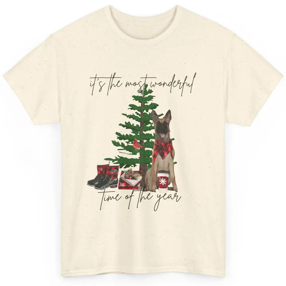 Belgian Malinois Christmas Tree Most Wonderful Time Of Year Classic Unisex T-Shirt