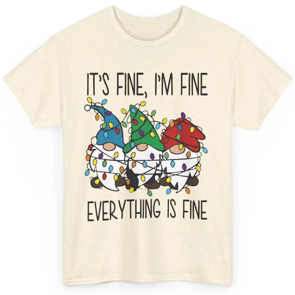 Funny Gnomes Christmas Light I'm Fine Everything's Fine Classic Unisex T-Shirt