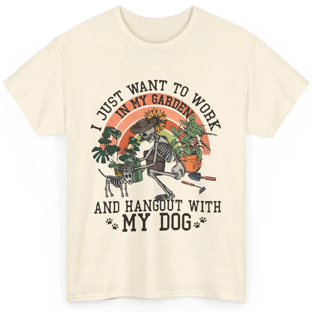 Retro Skeleton Gardening In The Garden Hang Out With My Dog Classic Unisex T-Shirt