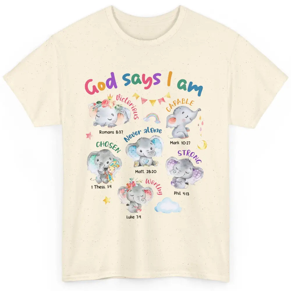 Christian God Says I Am Elephant Bible Verse Religious Girl Classic Unisex T-Shirt