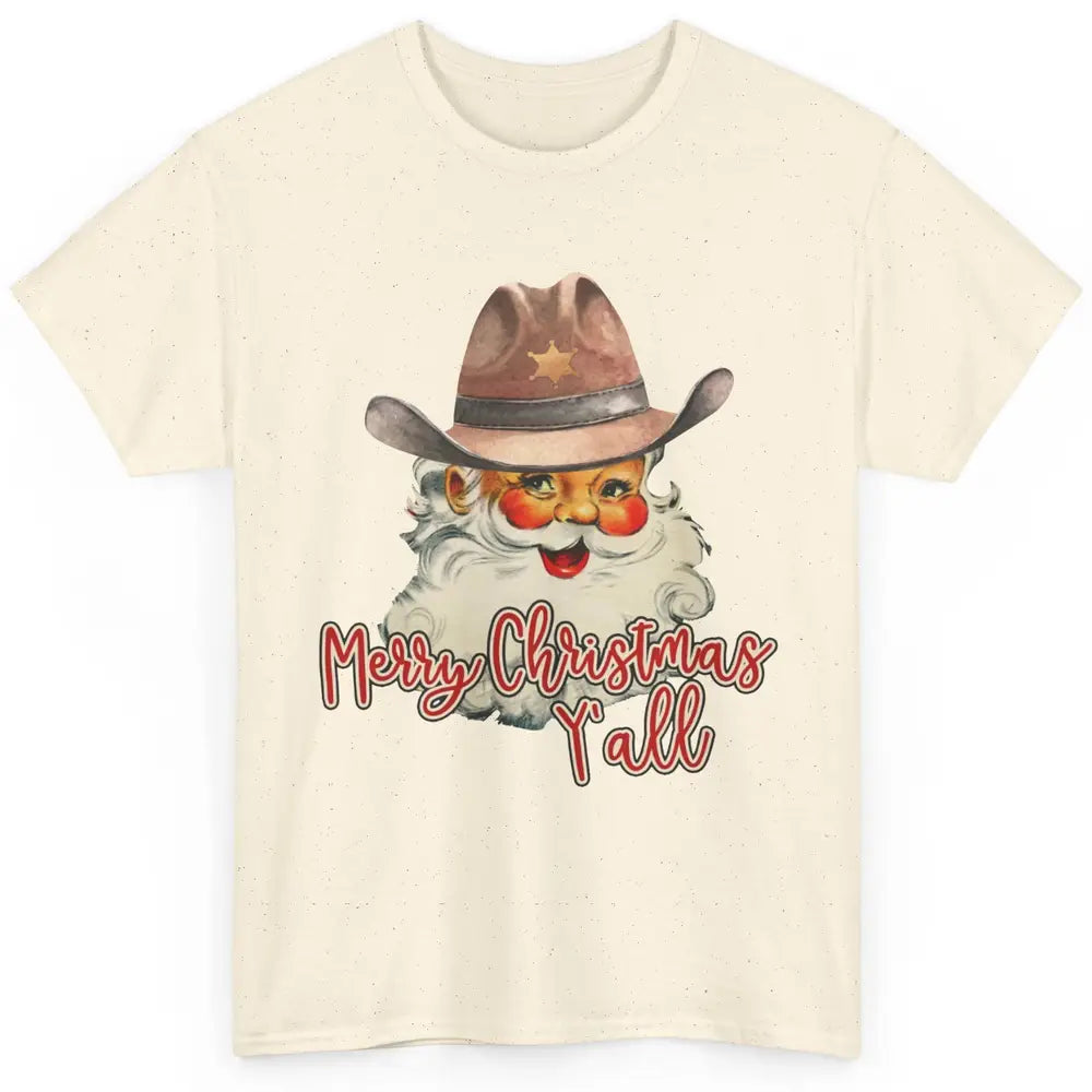 Santa Claus Merry Christmas Y'all Western Country Cowboy Classic Unisex T-Shirt