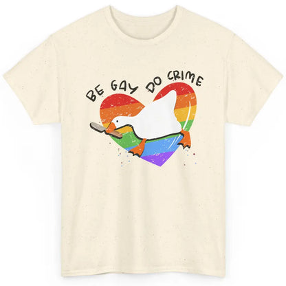 Vintage Duck Rainbow Be Gay Do Crime LGBTQ Community Rights Classic Unisex T-Shirt