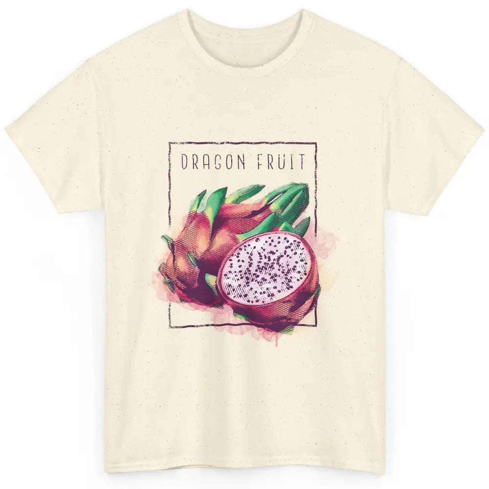 Watercolor Dragonfruit Tropical Paradise Summer Vegan Fruit Classic Unisex T-Shirt