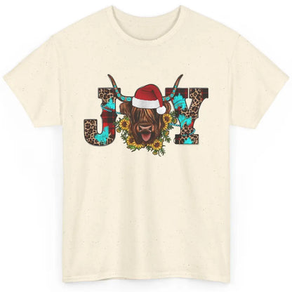 Highland Cow Christmas Joy Heifer Western Country Cowboy Classic Unisex T-Shirt