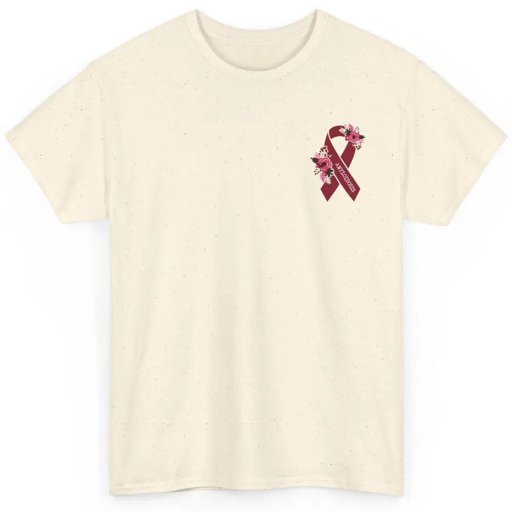 Amyloidosis Awareness Floral Burgundy Ribbon Rainbow Classic Unisex T-Shirt