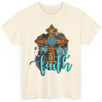 Western Gemstone Leopard Turquoise Cross Faith Jesus God Classic Unisex T-Shirt