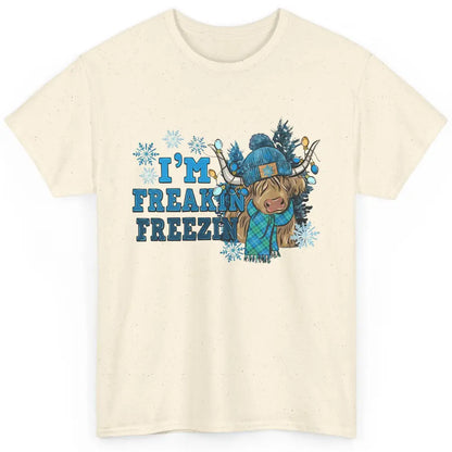 Funny Christmas Highland Cow I'm Freaking Freezing Western Classic Unisex T-Shirt