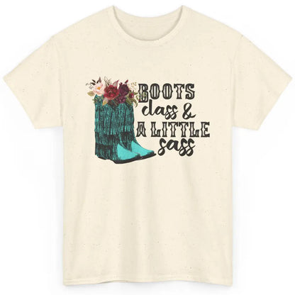 Floral Cowgirl Boots Class A Lil Sass Western Country Girl Classic Unisex T-Shirt