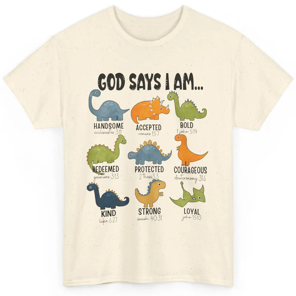 Christian Dinosaurs God Says I Am Bible Verse Kid Girl Boy Classic Unisex T-Shirt