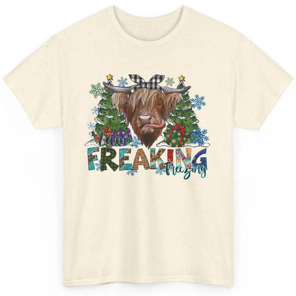 Highland Cow Bandana I'm Freaking Freezing Western Christmas Classic Unisex T-Shirt