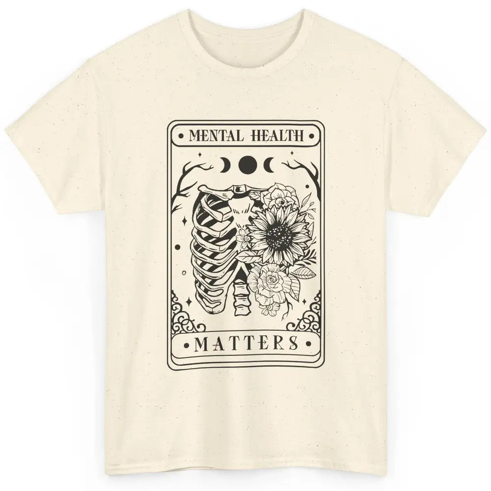 Floral Rib Cage Mental Health Matters Tarot Card Halloween Classic Unisex T-Shirt