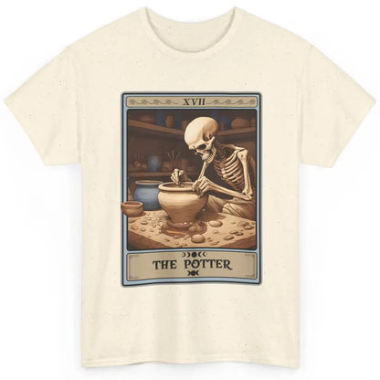 Retro Skeleton The Potter Tarot Card Halloween Pottery Lover Classic Unisex T-Shirt