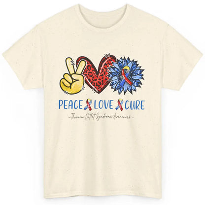 Thoracic Outlet Syndrome Awareness Peace Love Cure Sunflower Classic Unisex T-Shirt